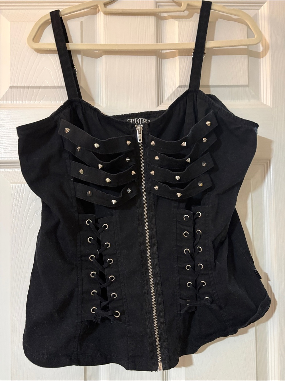 Tripp NYC Black Studded Lace-Up Corset Camisole Top XXL